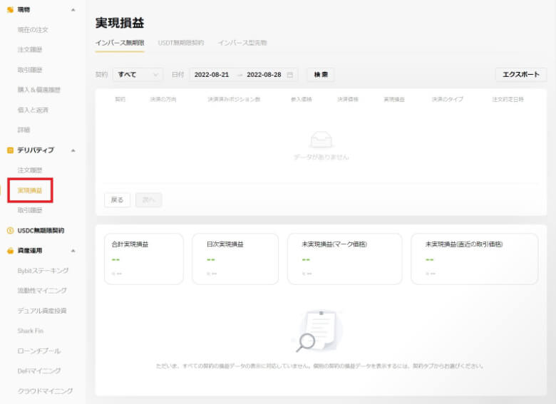 デリバティブの実現損益